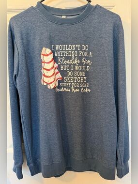 Blue Graphic Christmas Crewneck Sweatshirt